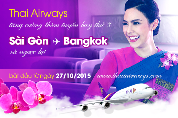 Thai Airways: Thông báo tăng cường tuyến bay mới